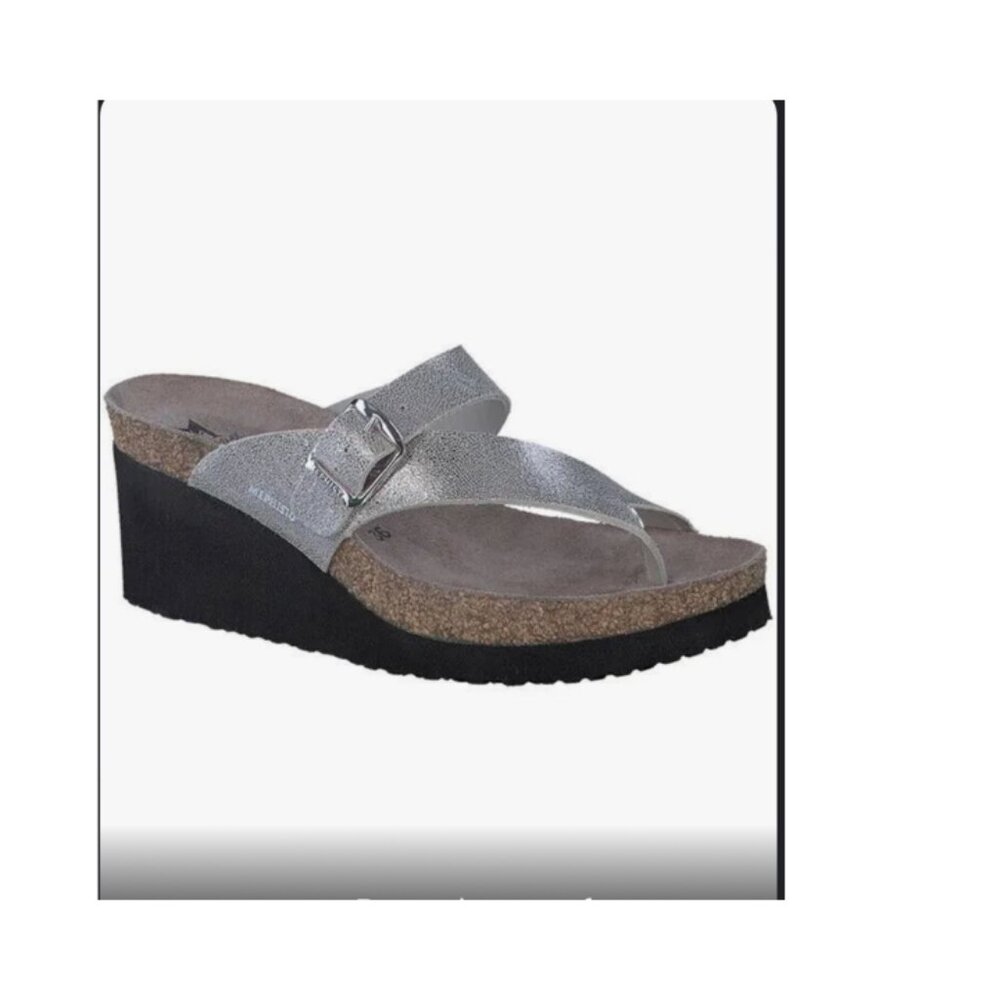 Mephisto Tyfanie Nubuck Silver Leather Slides Size 37(6.5-7) EUC